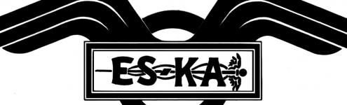 ESKA - emblém se stylizovaným oboustranným křídlem.