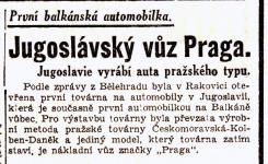 Takhle o zahjen vroby pragovek v Jugoslvii referovaly noviny 