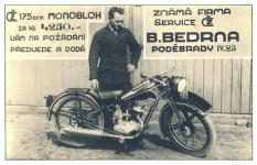 Reklamní pohlednice poděbradského prodejce B. Bedrny - archiv ing. Michal Čtrnáctý