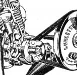 Řez populárním a velmi úspěšným francouzským mopedovým motorkem Lavalette, který byl v mopedech Gulivette používán. Motorek neměl převodovku, pouze odstředivou rozběhovou spojku a stálý převod do pomala klínovým řemínkem.