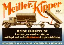 Prospekt na třístranné hydraulické sklápěcí zařízení Meiller - Kipper, vydaný v roce 1935.