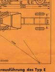 Schematický rozměrový náčrt a německý popis speciálního provedení vozu MAN typu E s jednoduchou montáží zadních kol.