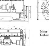 Zástavbové rozměry použitého šestiválcového Diesel-motoru Henschel typ S (licence Lanova).