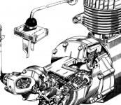 Kresba motoru K 200 s řetězovou převodovkou