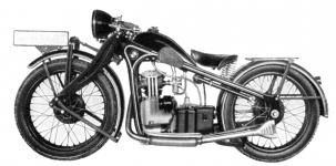 BMW typ R2 - model 1931 s odkrytmi ventily, otevenm snm karburtoru bez filtru, a jen reflektorem (bez koncovho svtla).