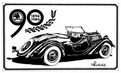 Kresba roadsteru Popular k 90. vro tovrny (1894-1984) - autor Petr Holek.