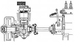 Jednoválcový pístový kompresor tlakových brzd byl poháněn ze skříně rozvodů a byl umístěn na levé straně motoru.