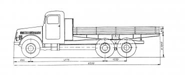 Sklápěč Tatra 111 - rozměrový náčrt.